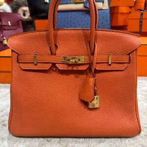 Hermes Orange Satchel with Gold Hardware